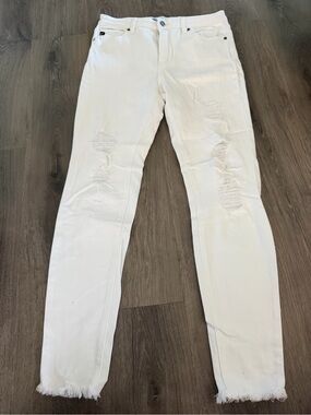 KanCan White Distressed Skinny Jeans — Frayed Hem
